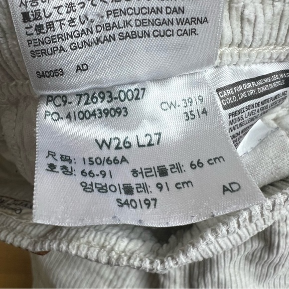 Levi's Premium Ribcage Straight Leg Ankle Corduroy Pants Ecru Wale Cream Size 26 - Picture 9 of 11